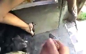 Big titty blonde sucks and fucked in public