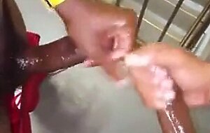 2 Buds Stroking On Stairwell