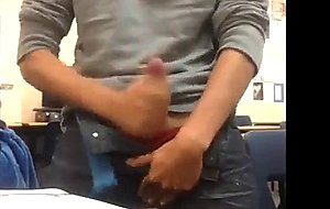 Straight guy masturbating in classroom