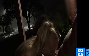 MILF Gives Outdoor Blowjob During a Thunderstorm