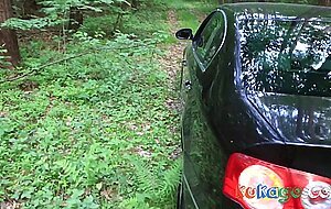 Redhead Babe Masturbates and Fucks in the Forest