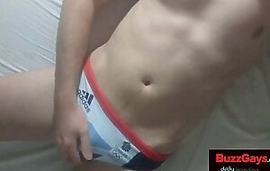 Twink in Speedos Strokes and Wanks on Webcam