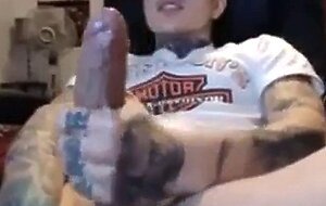 Latin Twink With Biggest Tattooed Cock Masturbates