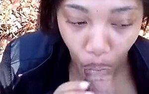 Ebony Beauty Gives Outdoor Blowjob