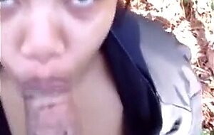 Ebony Beauty Gives Outdoor Blowjob