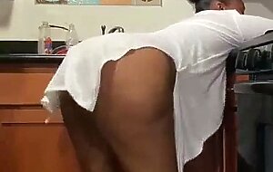 Ebony stepmom grabs her stepson attention by doing this in front of him