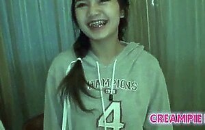 Creampie for young and slim thai teen