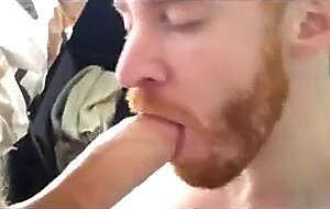 Two Big Cocks Feed Their Loads to Redhead Cock-Hungry Slut