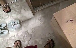 I caught my horny 18 year old stepson masturbating on my dirty panties !!!