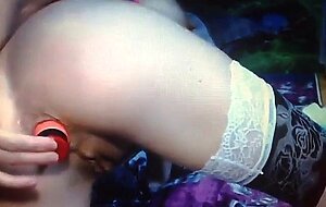 Anal and Pussy Play with Dildos and Balls