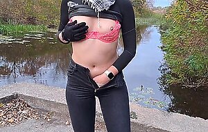 Teen Girl Masturbates in Public by the River