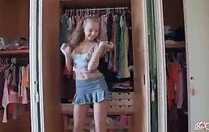 Teen Morgan plays with toys