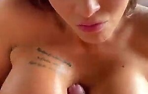 Busty chubby teen backstage wet shower and huge facial treatment - pov blowjob