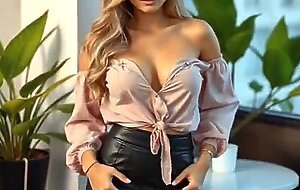 Cute blonde girl looks sexy and desirable by showing her breasts and provocative ass (18