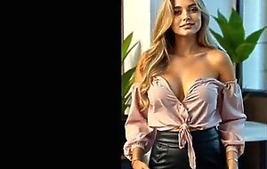 Cute blonde girl looks sexy and desirable by showing her breasts and provocative ass (18