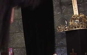 Priest gets his dick sucked by two hotties before fucking them