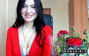 Three Fingers Orgasm - Big Tits Brunette Babe Solo