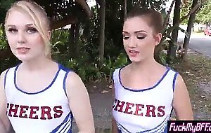 Slut cheerleader teens picked up a big cock and got fucked