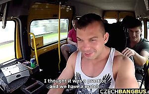 Married busty milf gangbanged in bus, 