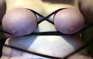 Playing with my bound tits and re-binding them