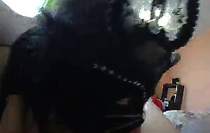 Blowjob with cream and cum in mouth. milf passionately sucks fat lover's dick. real