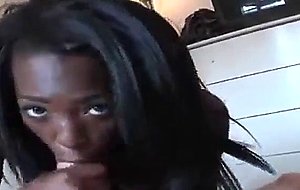 Sexy ebony girl sucks cock