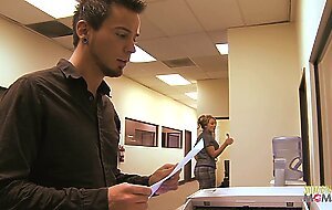 Smoking hot chick makes a horny guy cum all over her big boobs