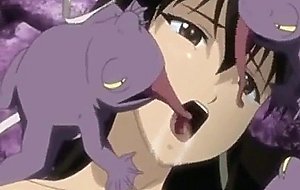 Busty japanese hentai fucked by monster frogs and tenta