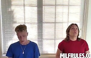 Foursome fix: moms' tits drain stepsons' urges