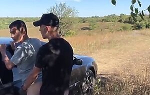 Straight guy fucked 18 year old student outdoor by car and both cum