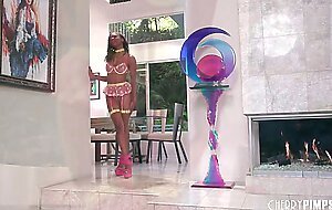 Ebony Babe Hazel Grace Bounces Big Natural Tits While Playing With Her Vibrator