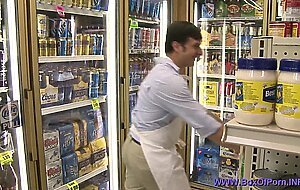 Hot Brunette MILF With Big Tits Madelyn Marie Sucks And Fucks A Guy In The Back Room!