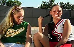 Two teens start lesbian masturbation on the tennis court