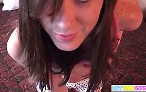 Darling BrookeSkye showing small tits rubbing cunt closeup view