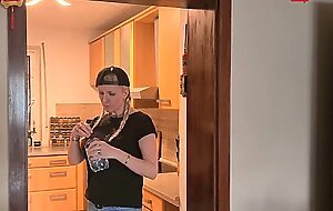 German big tit amateur sticks a corn up her cunt & licks the pussy juice - MyDirtyHobby German sex