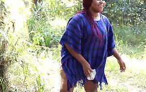 Horny african bbw wife met monster cock and enjoyed it in the bush -
