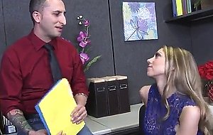 Busty office babe shawna lenee swallow cum