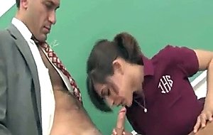 Hot brunett schoolgirl gets eaten out and fucked