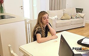 Young 18yo babe Irina surprises us at her very first porn casting