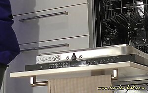 Hottest Redhead MILF in Shortest Uniform Skirt gives Handjob to Luckiest Plumber but Only to Tease