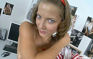 Cute horny teen with her pink vibrator