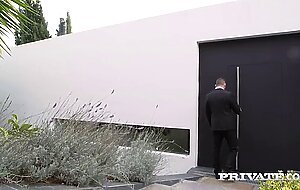 busty brunette fucks while being watched