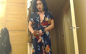 Mature tranny showing his Boobs wanking her cock ,Getting changed v quirky