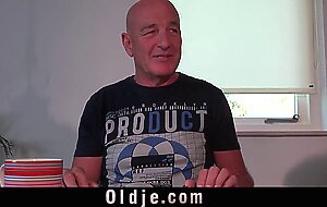 old man fucks his wife on the kitchen table