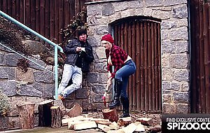 HUGE Tits Lumberjack Blonde Fucks A Huge Wood