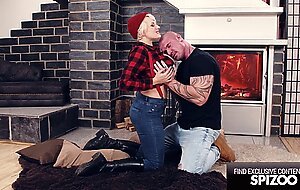 HUGE Tits Lumberjack Blonde Fucks A Huge Wood