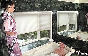Big tits stepmom reagan foxx fucks her stepson in the bathtub