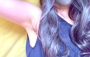 A Japanese amateur in a tank top just strokes her armpit hair [homemade]