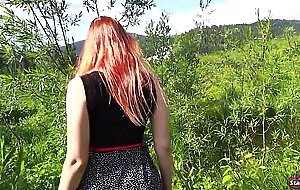 Teen redhead girl wanted sex and creampie in outdoors!