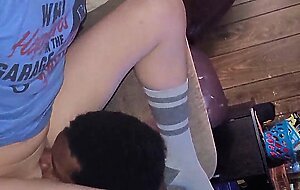 Sexy hotwife getting bbc while sucking hubby